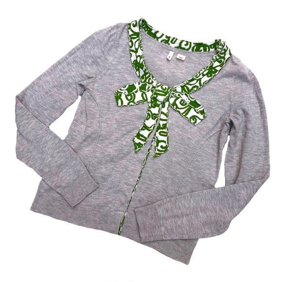 Anthropologie Gray and Green Cardigan Sweater - Picture 3 of 7